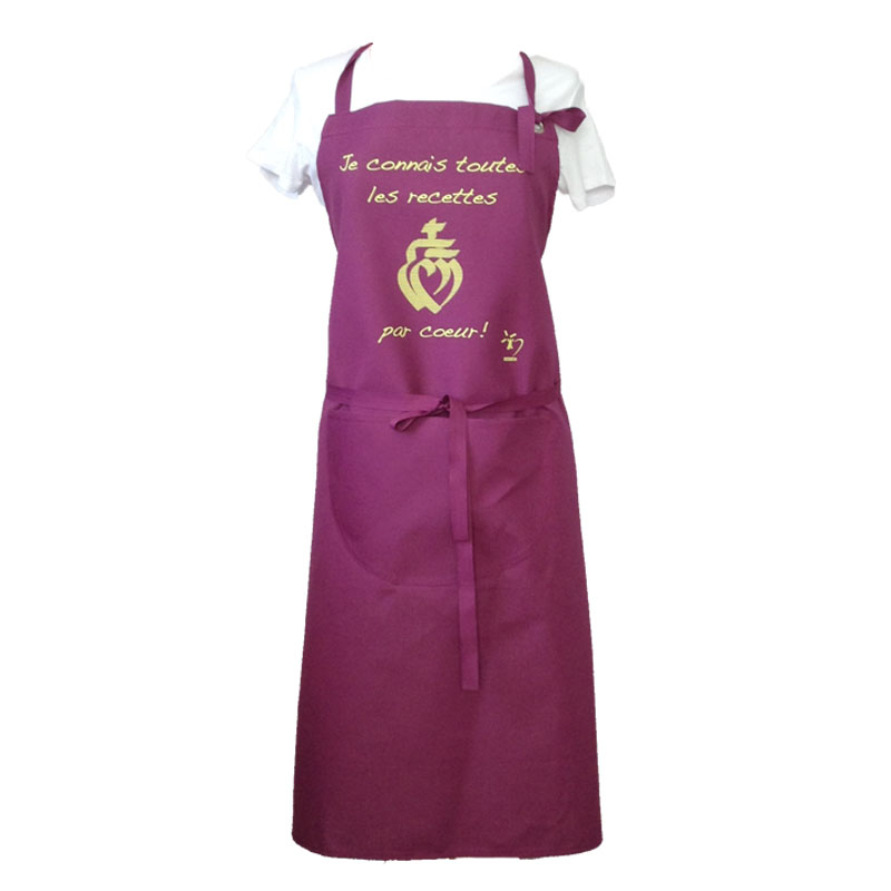 Tablier de cuisine, tabliers de cuisine, Tablier en toile, Tablier de Cholet, Tablier made in France, Tablier prune, Vendée, cœur vendéen, cœur de Vendée