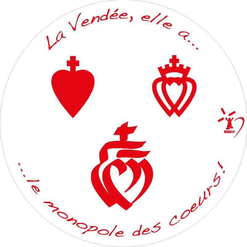 STICKER AUTOCOLLANT VOITURE 8×8 cm « La Vendée a le monopole des coeurs »